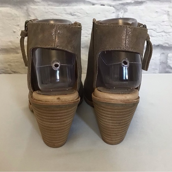 Sofft 8.5 Mckenna Suede Leather Metallic Sandals Braided Comfort Shoes Tan Taupe - Picture 5 of 13